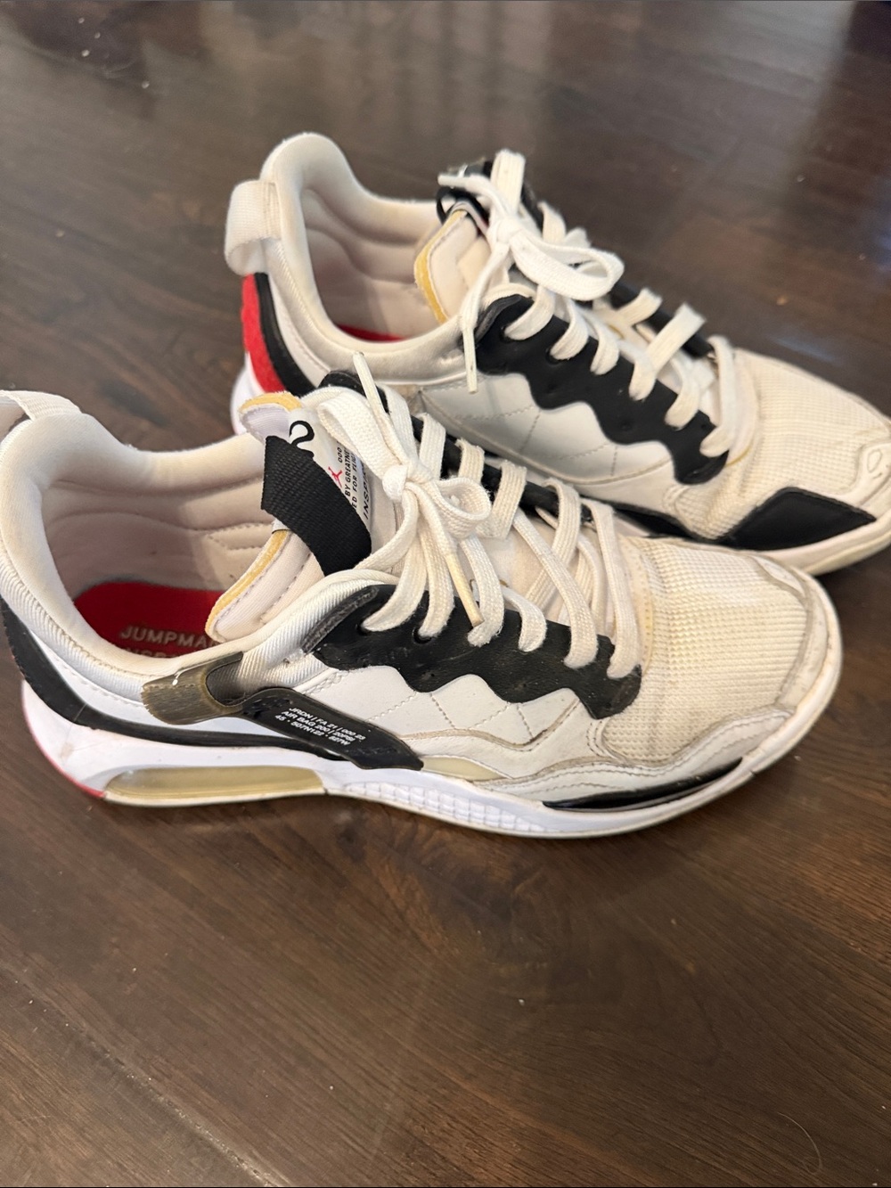 Jordan White Black and Red Low-Top Sneakers